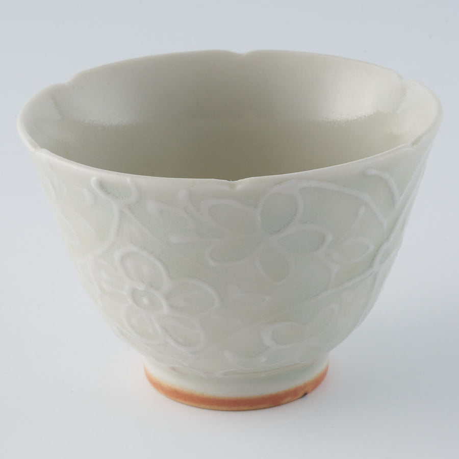 作家　前田麻美　灰青釉 花七宝 杯 作家　前田麻美 陶磁器作家もの