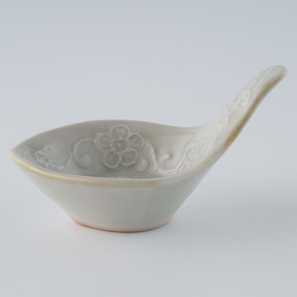 作家　前田麻美　灰青釉 花七宝 れんげ 作家　前田麻美 陶磁器作家もの