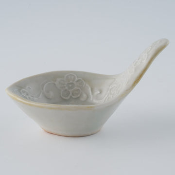 作家　前田麻美　灰青釉 花七宝 れんげ 作家　前田麻美 陶磁器作家もの