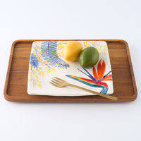 作家　武田朋己　角皿　ミモザと極楽鳥花