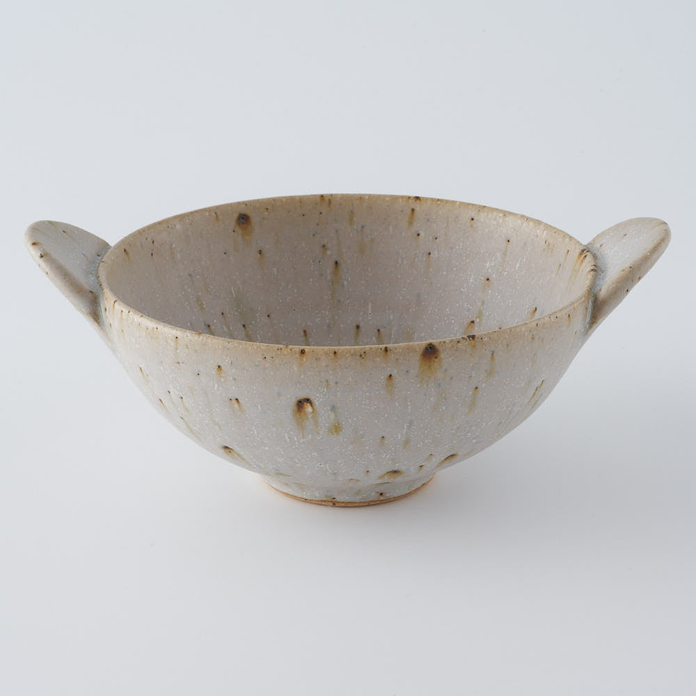 作家　住田文生　マット釉（胡麻）耳付き鉢　大