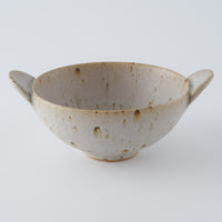 作家　住田文生　マット釉（胡麻）耳付き鉢　大