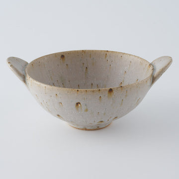 作家　住田文生　マット釉（胡麻）耳付き鉢　大