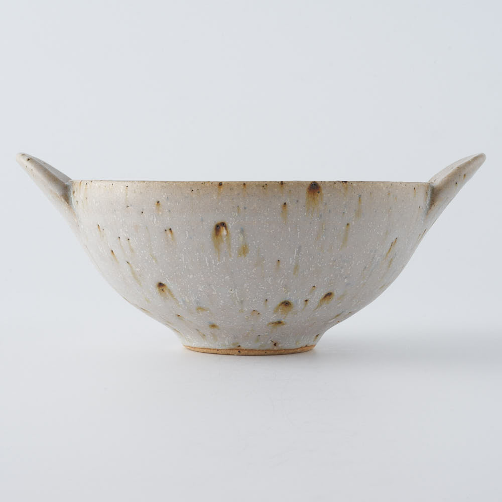 作家　住田文生　マット釉（胡麻）耳付き鉢　大