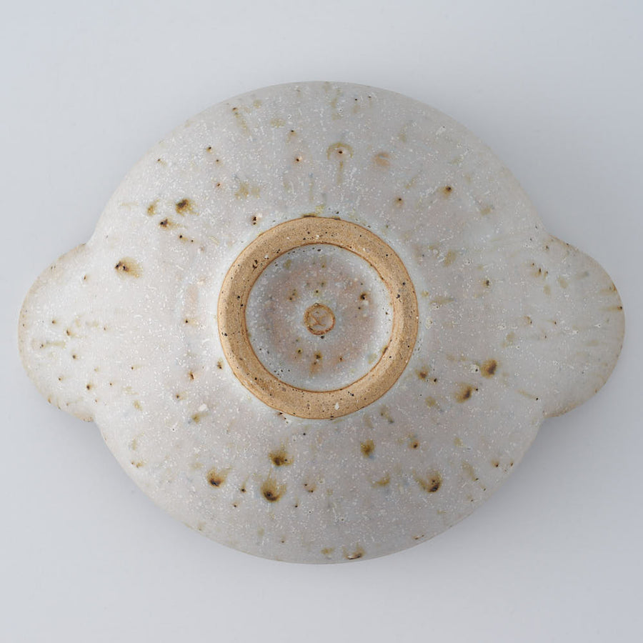 作家　住田文生　マット釉（胡麻）耳付き鉢　大