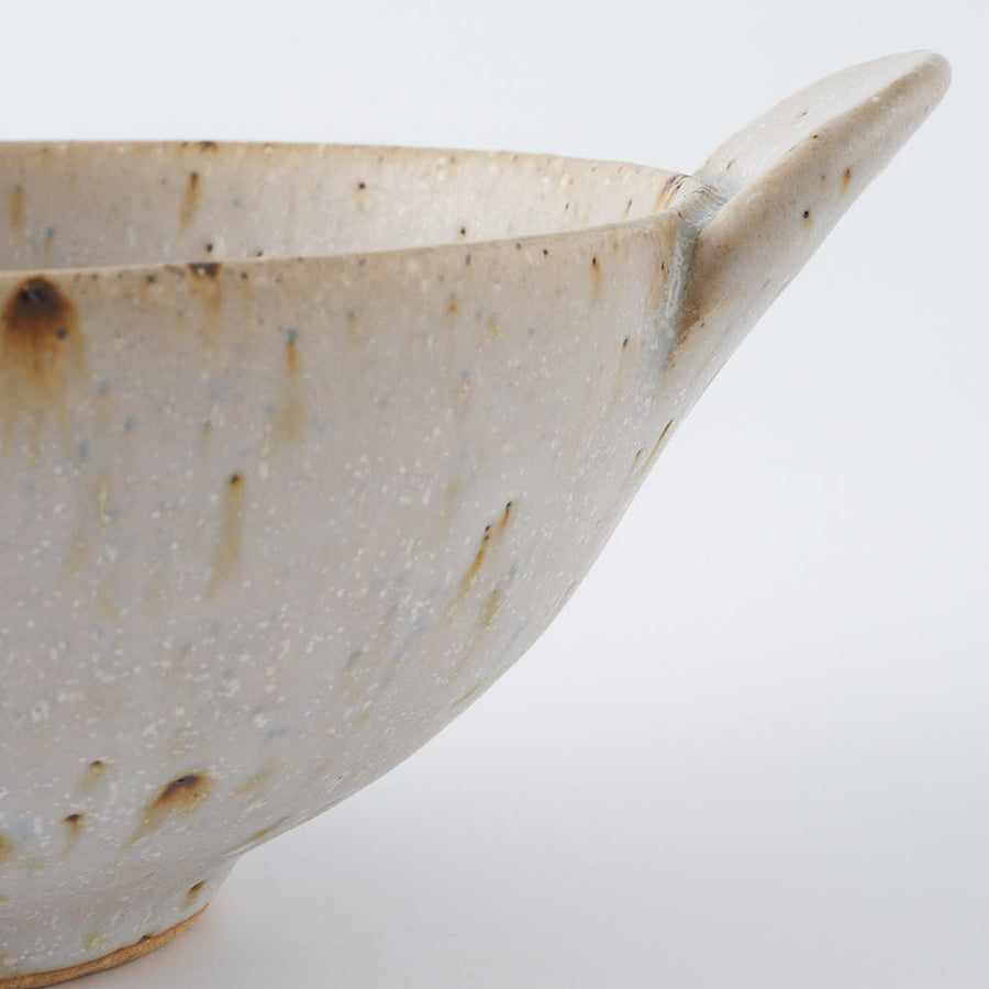 作家　住田文生　マット釉（胡麻）耳付き鉢　大