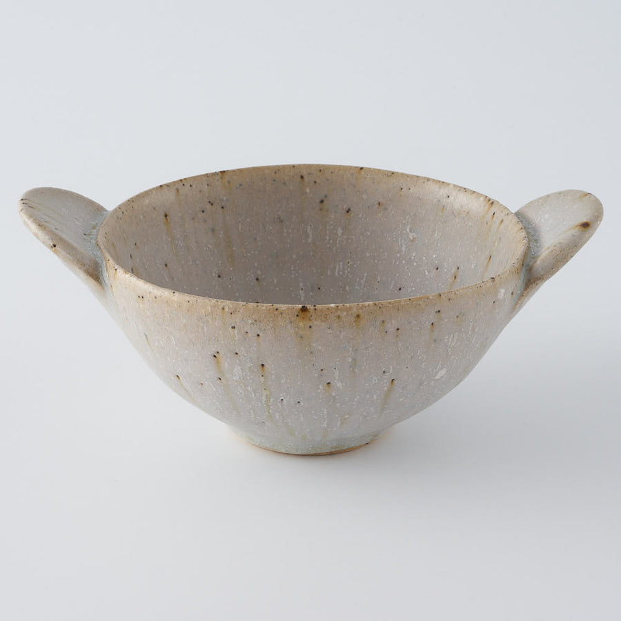 作家　住田文生　マット釉（胡麻）耳付き鉢　小