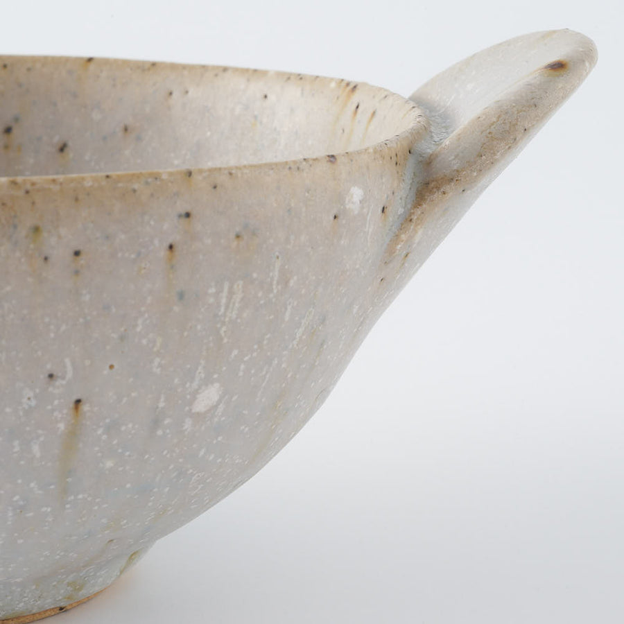 作家　住田文生　マット釉（胡麻）耳付き鉢　小