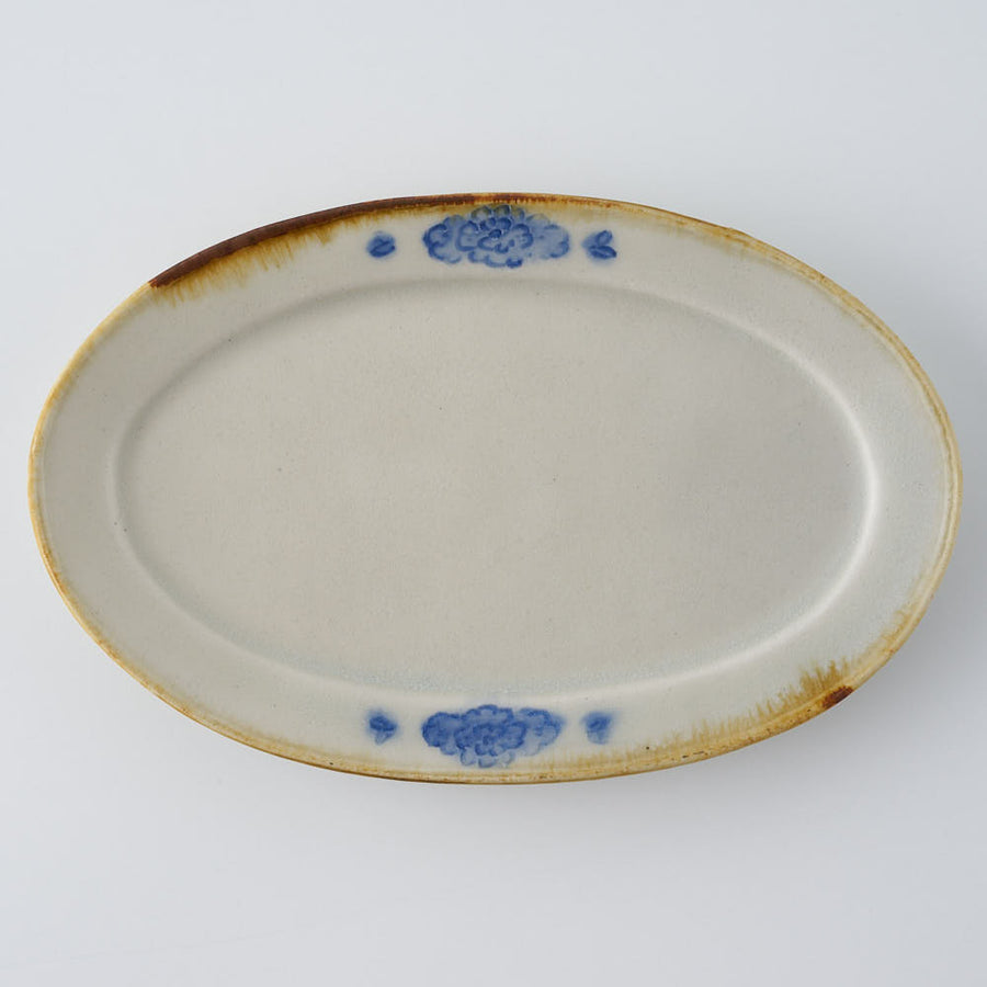 作家　鈴木まどか　安南彫花紋オーバル中皿