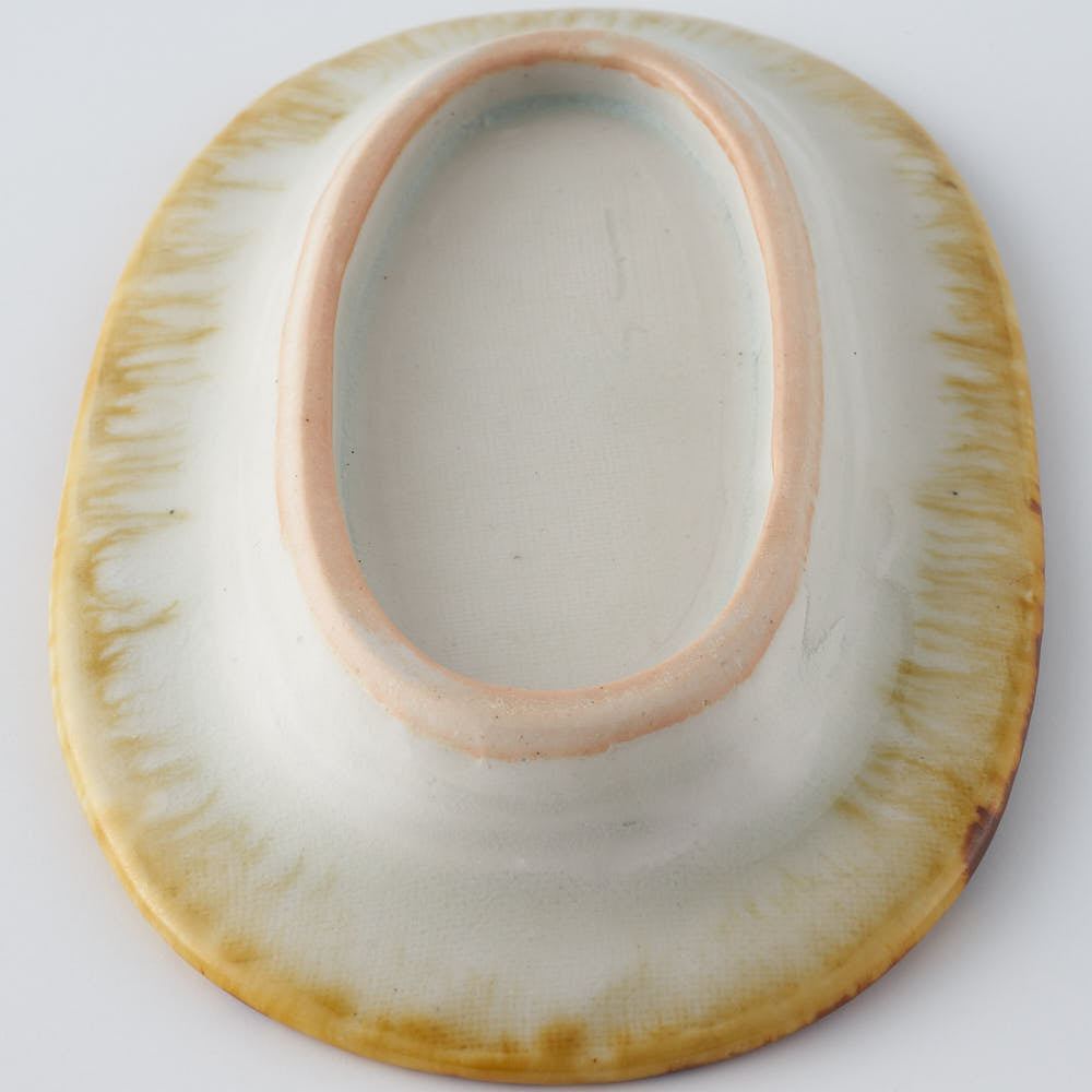 作家　鈴木まどか　安南彫花紋オーバル小皿