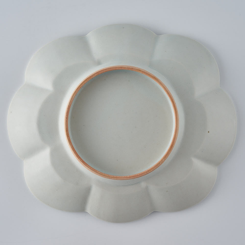 作家　鈴木まどか　白瓷菊割楕円皿