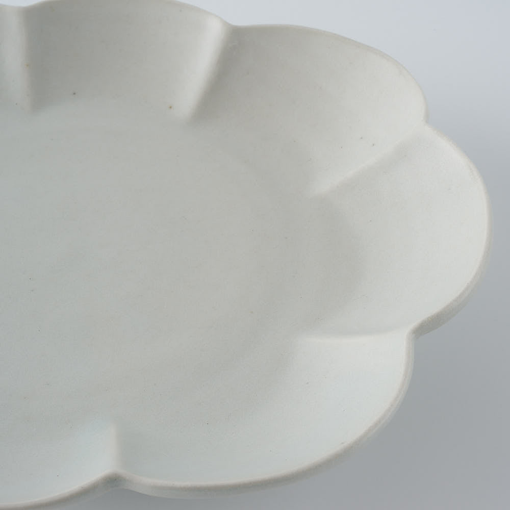 作家　鈴木まどか　白瓷菊割楕円皿