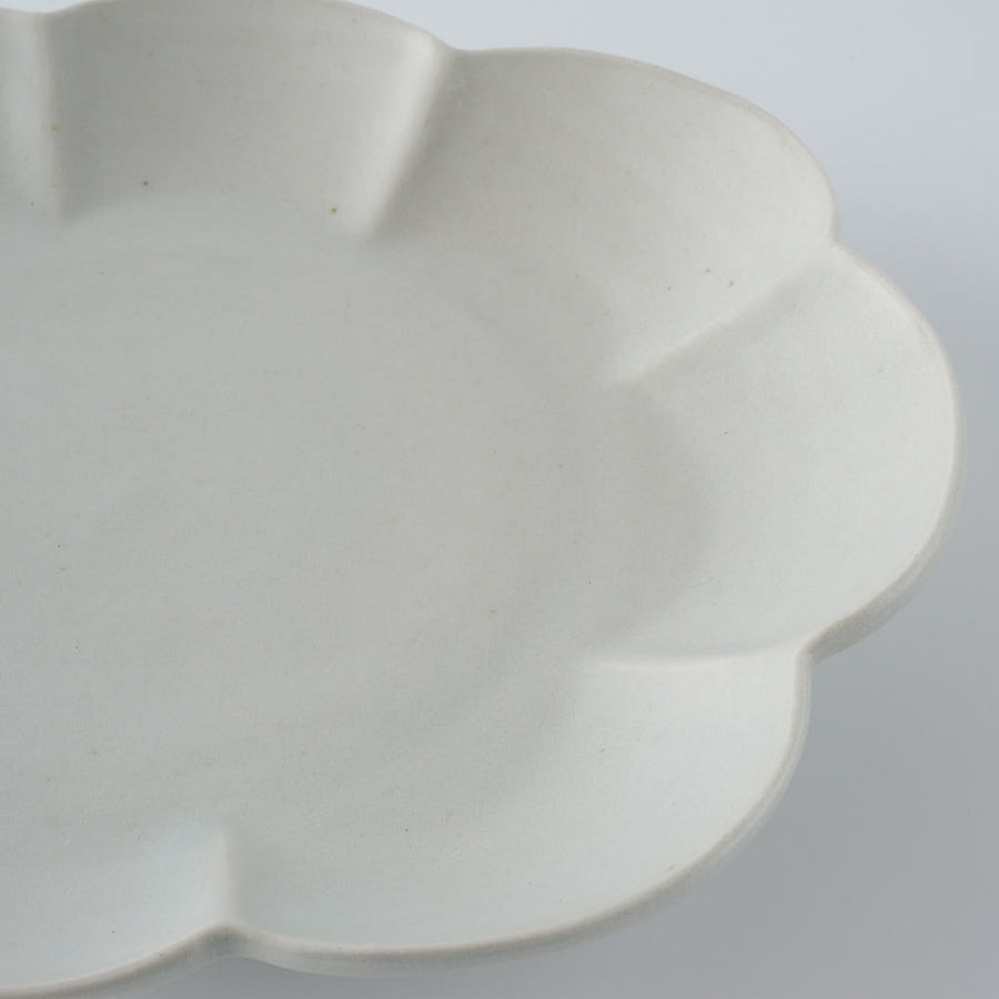 作家　鈴木まどか　白瓷菊割楕円皿