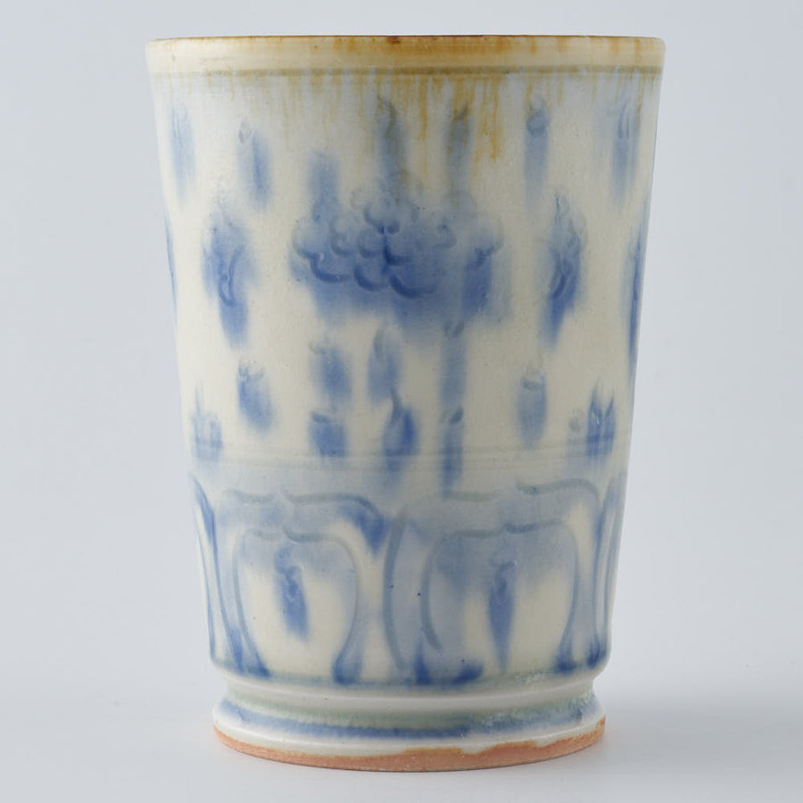 作家　鈴木まどか　彫花文足付杯