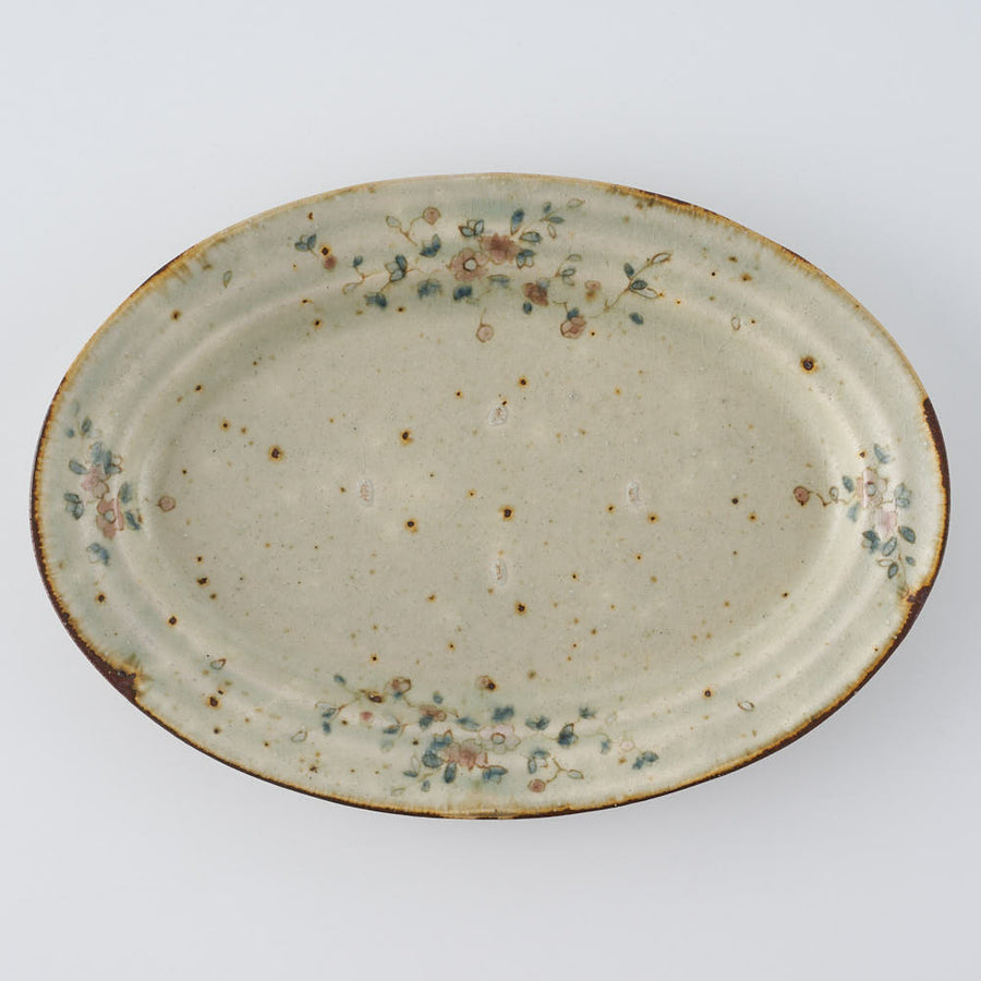 コウホ窯　市野吉記　楕円プレート　オーバル皿　シノワズリ　大皿美品 コウホ窯 市野吉記 楕円プレート オーバル皿 シノワズリ 大皿美品