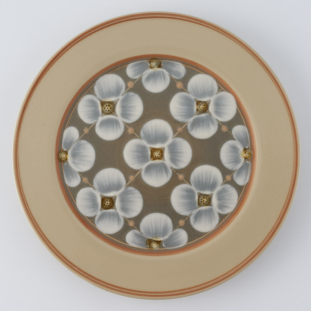 ふくべ窯 花水木 緑 20㎝リムプレート