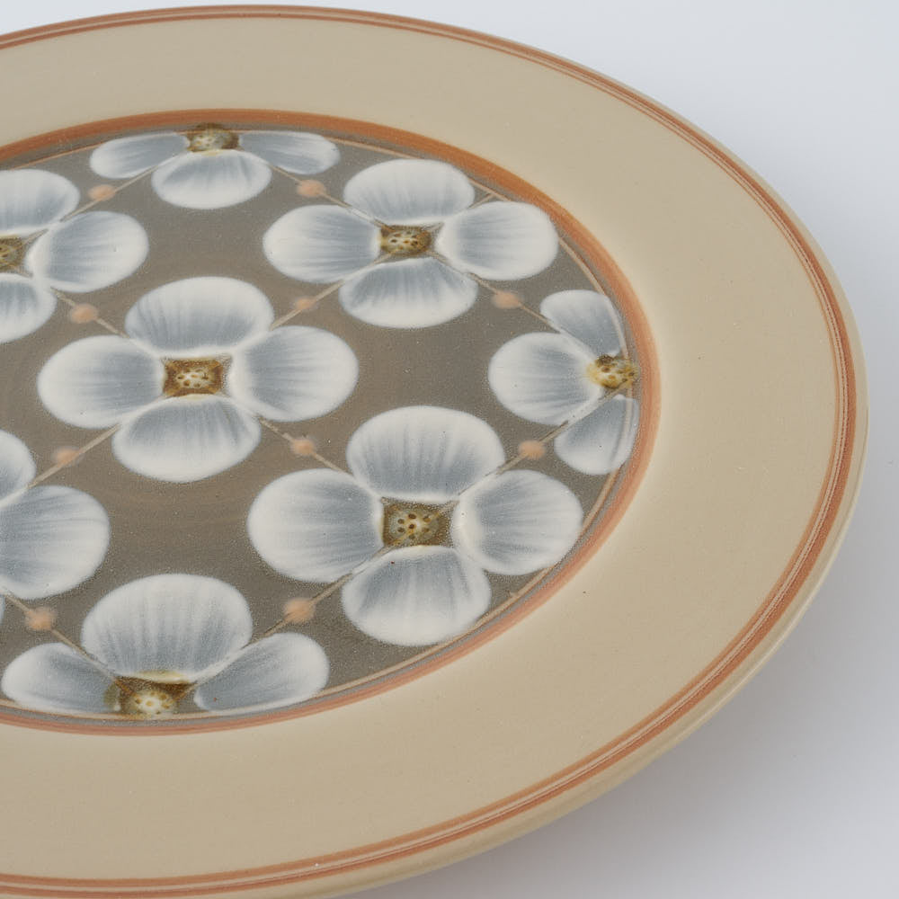 ふくべ窯 花水木 緑 20㎝リムプレート