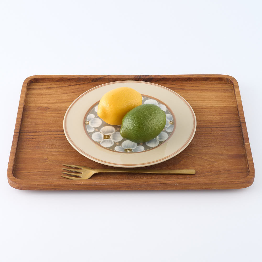 ふくべ窯 花水木 緑 20㎝リムプレート