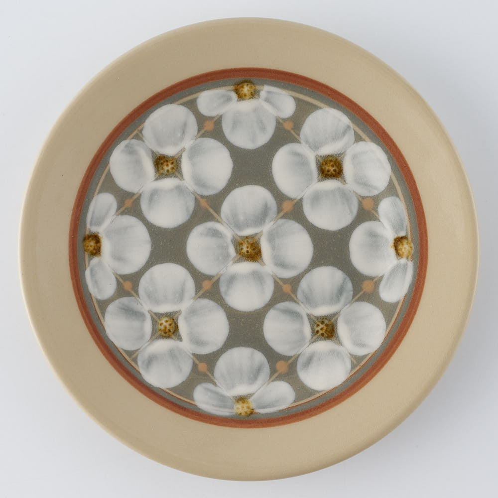 ふくべ窯 花水木 緑 15㎝プレート