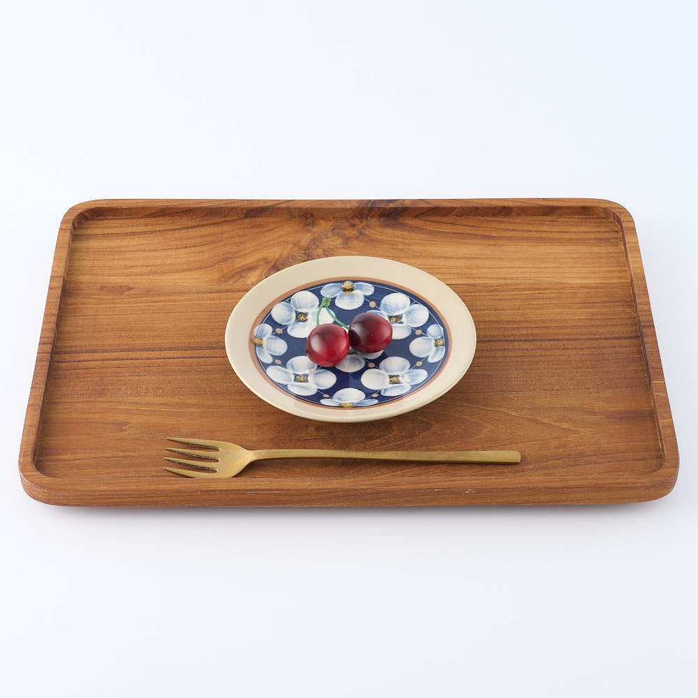 ふくべ窯 花水木 紺 15㎝プレート