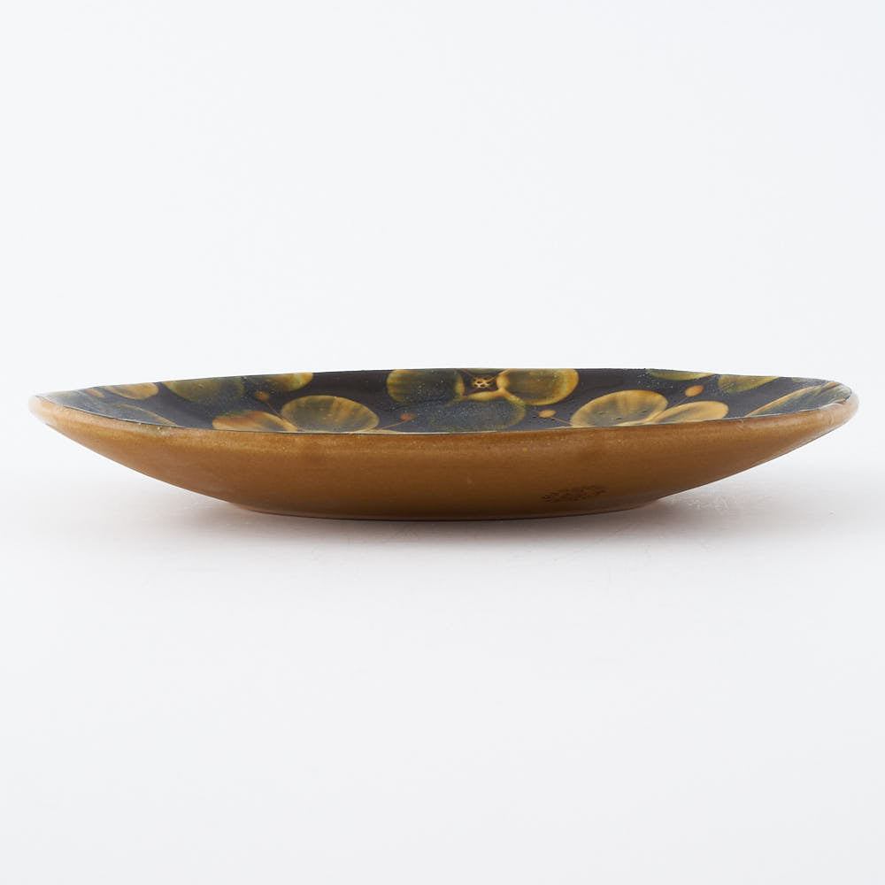 ふくべ窯　飴釉花水木　オーバルプレート