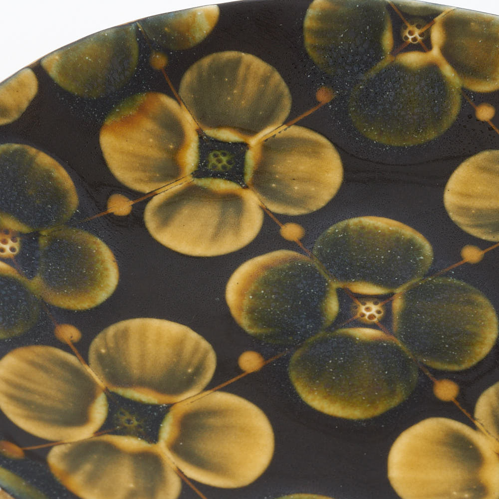 ふくべ窯　飴釉花水木　オーバルプレート