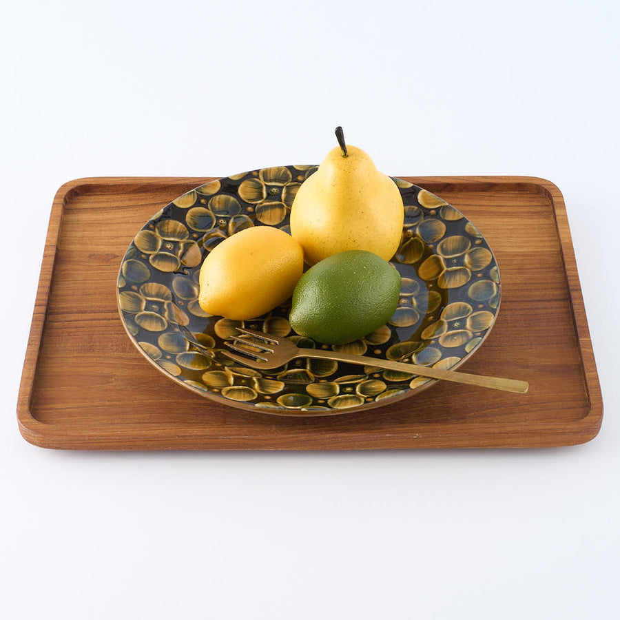 鈴木 潤吾さん：オクトゴナルプレート 8寸 山桜 鉄媒染 アンティーク風