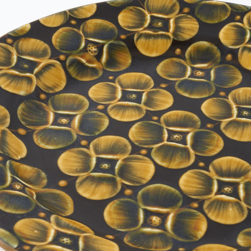 ふくべ窯　飴釉花水木　大皿