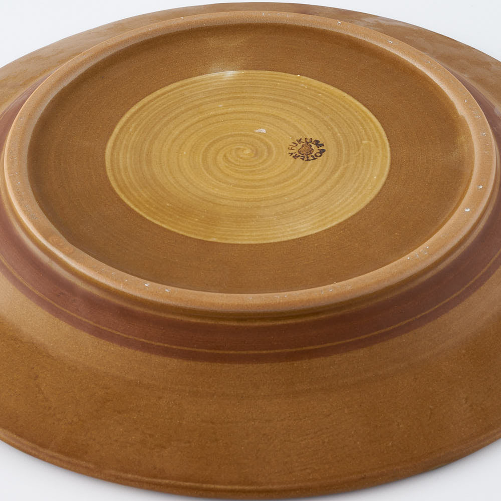 ふくべ窯　飴釉花水木　大皿