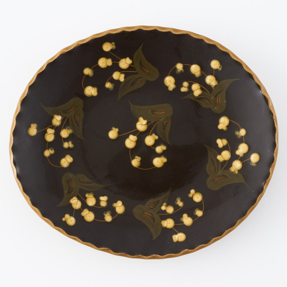 ふくべ窯　飴釉すずらん　オーバルプレート