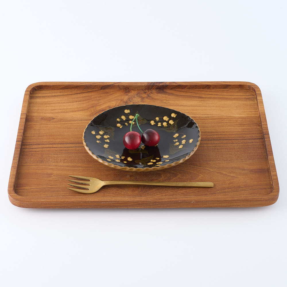 ふくべ窯　飴釉すずらん　オーバルプレート