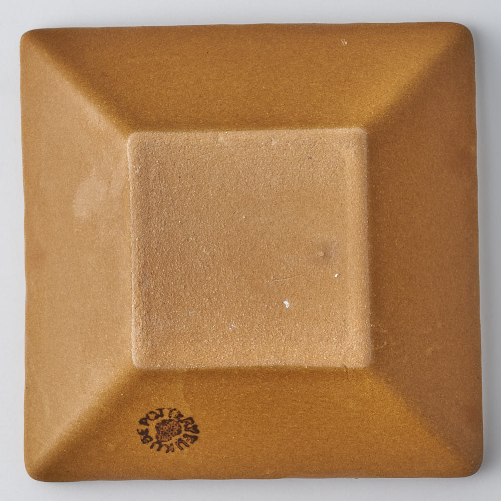 ふくべ窯　飴釉すずらん　角小鉢