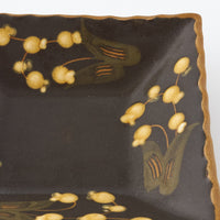 ふくべ窯　飴釉すずらん　角小鉢