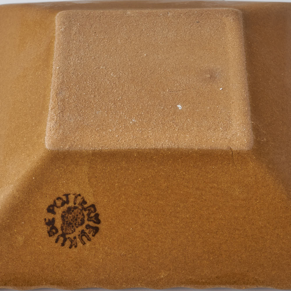 ふくべ窯　飴釉すずらん　角小鉢