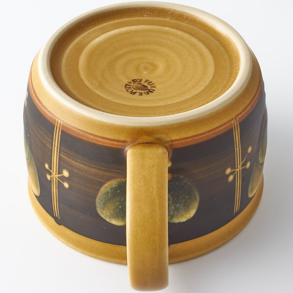 ふくべ窯　飴釉シャクヤク　スープカップ