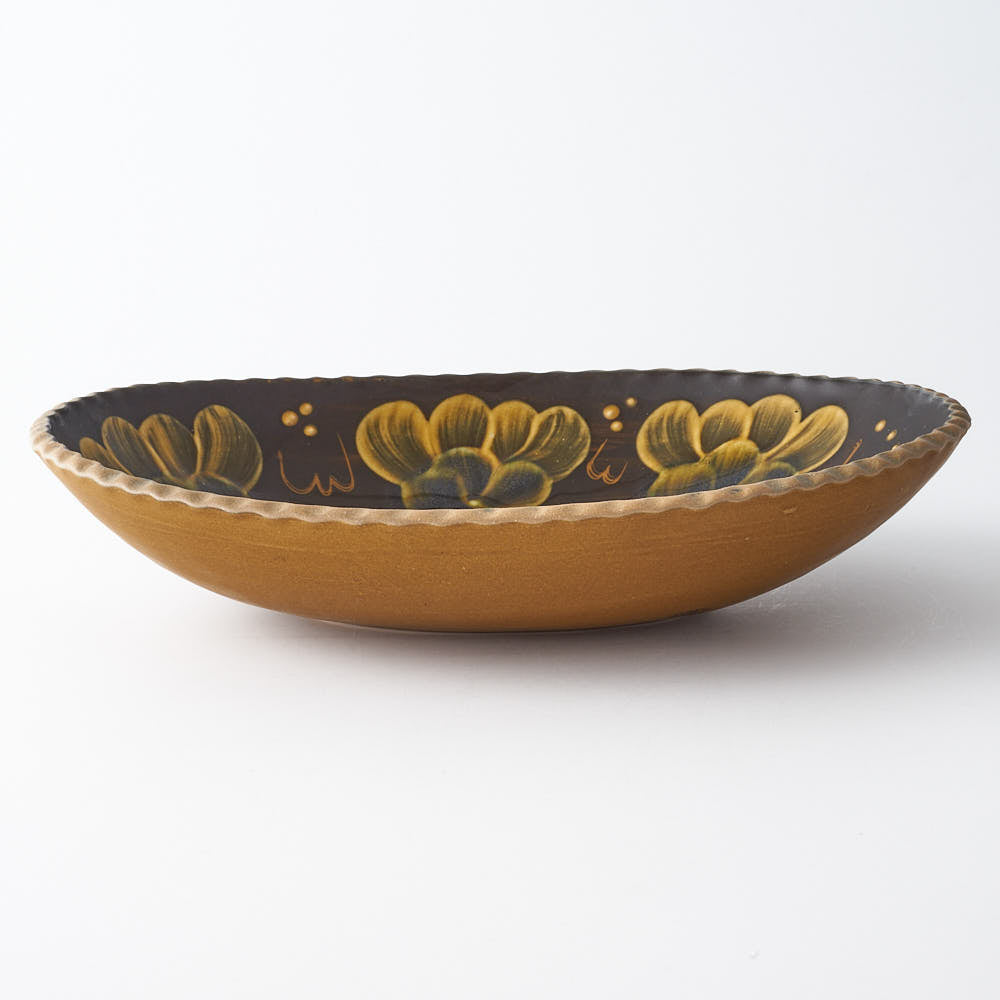 ふくべ窯　飴釉シャクヤク　大鉢