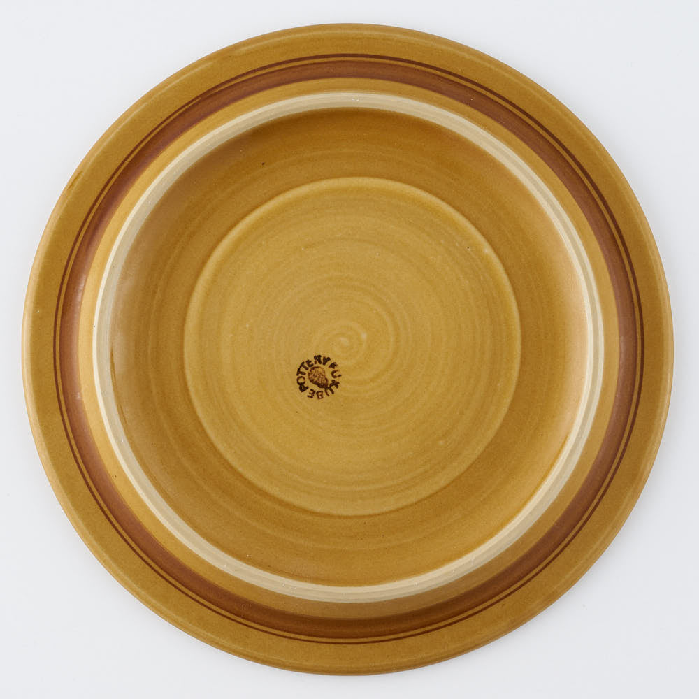 ふくべ窯　飴釉シャクヤク　17㎝リムプレート