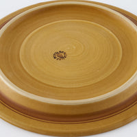 ふくべ窯　飴釉シャクヤク　17㎝リムプレート
