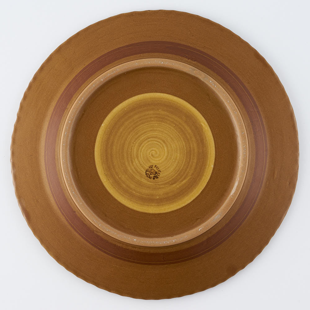 ふくべ窯　飴釉アネモネ　大皿