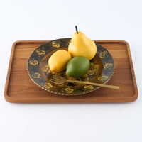 ふくべ窯　飴釉アネモネ　大皿