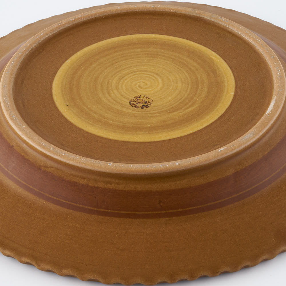 ふくべ窯　飴釉アネモネ　大皿