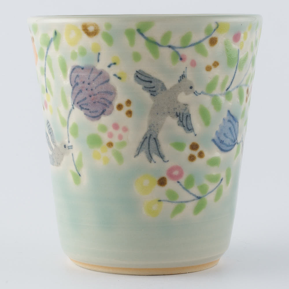 作家　大場紀穂子　鳥のマグカップ