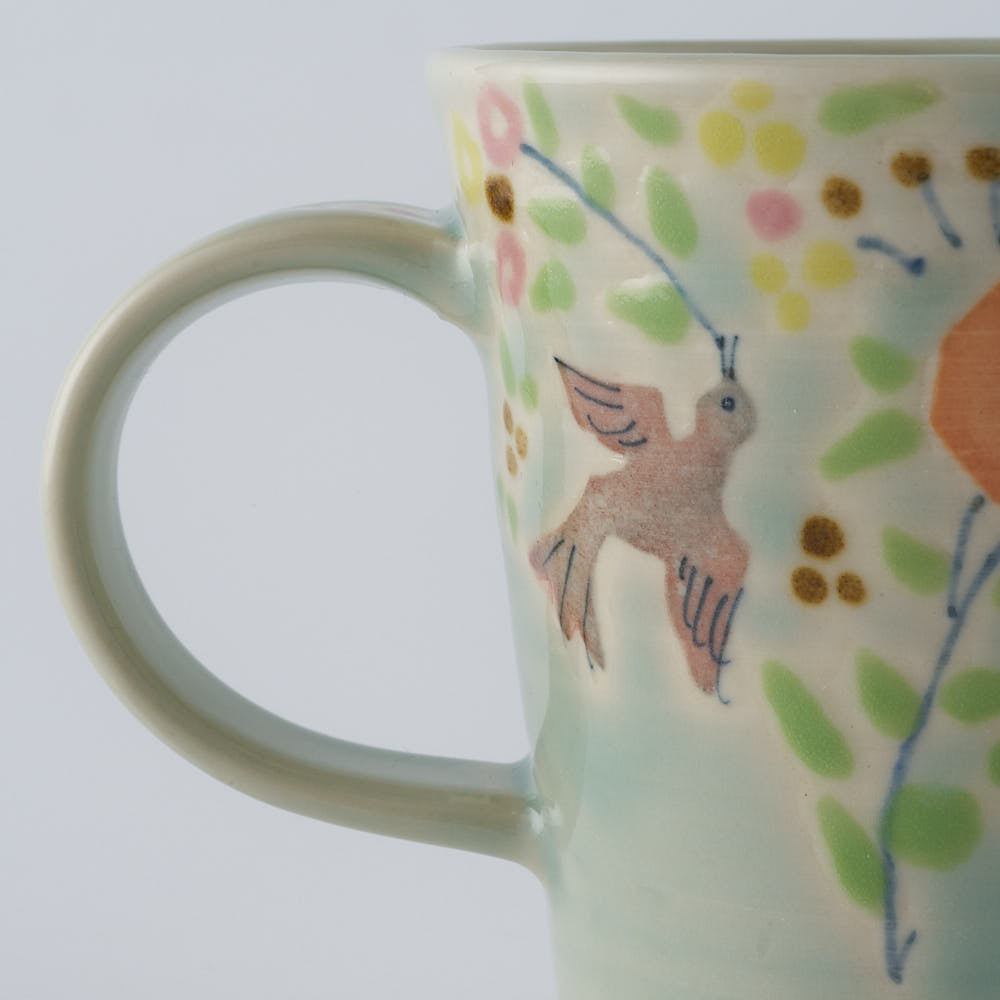 作家　大場紀穂子　鳥のマグカップ