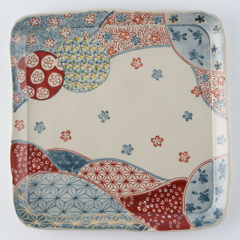 作家　大場紀穂子　波文様の角皿