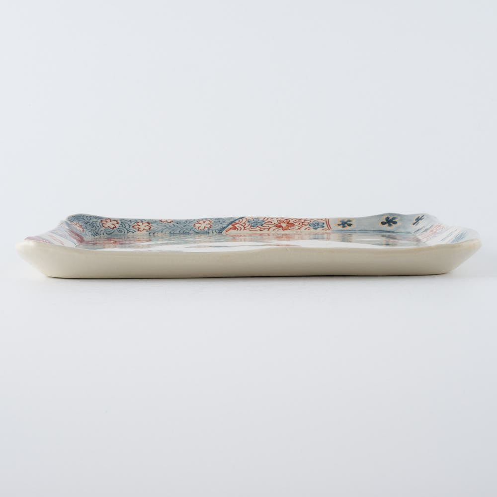 作家　大場紀穂子　波文様の角皿