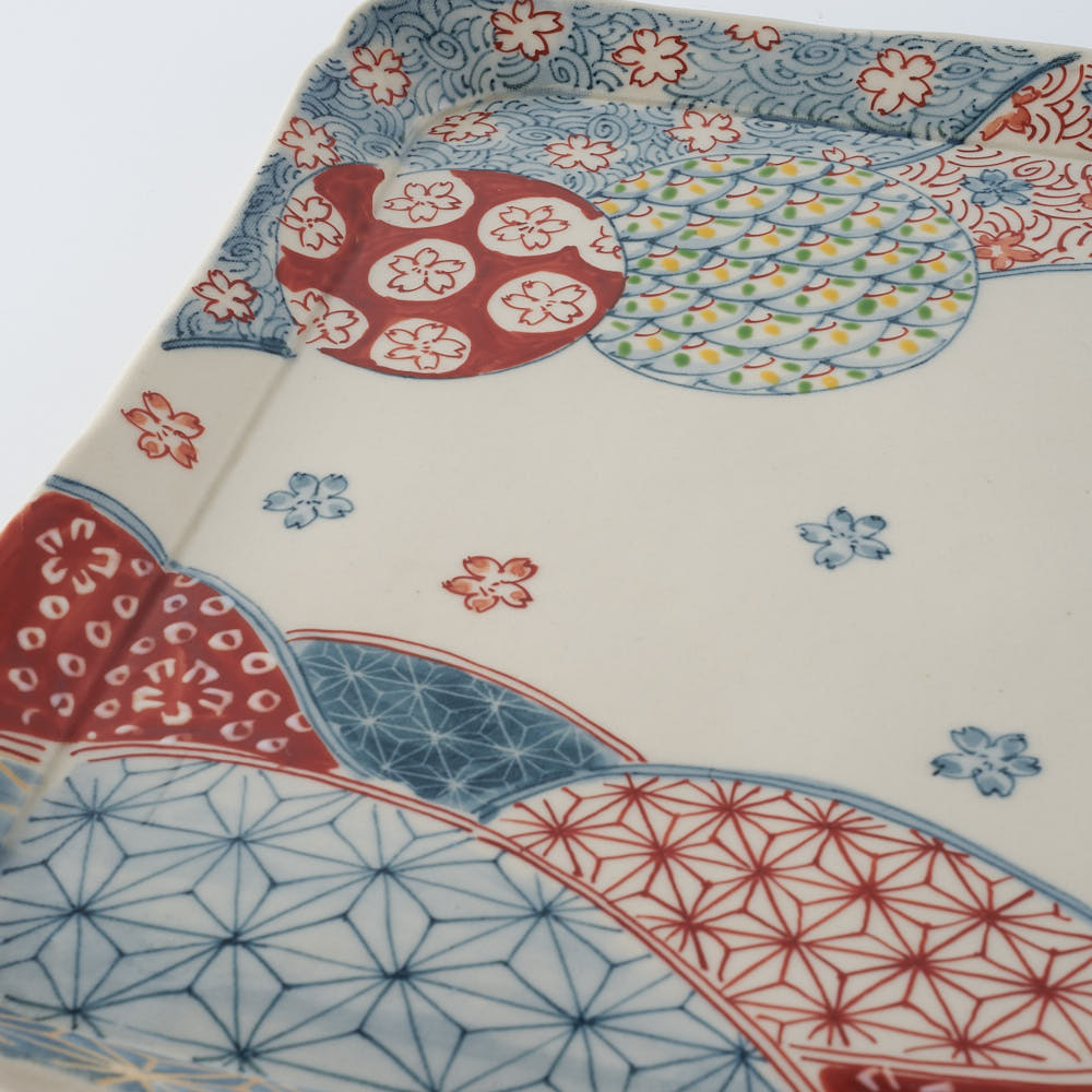 作家　大場紀穂子　波文様の角皿