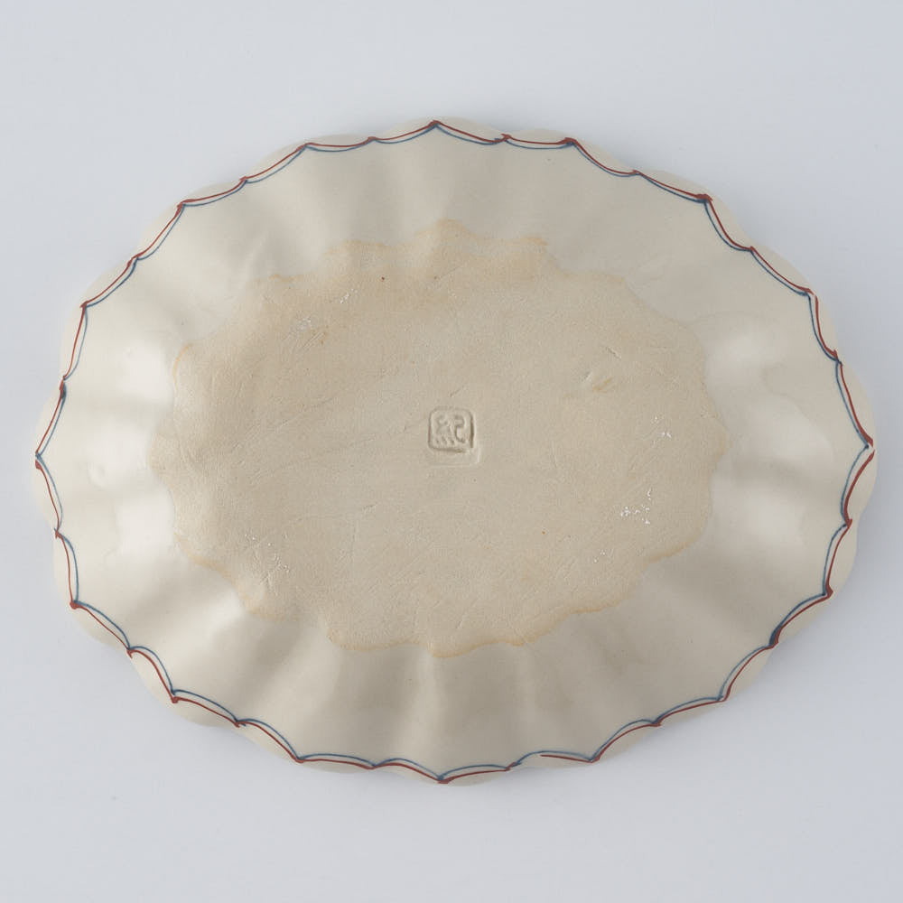 作家　大場紀穂子　ラクダの輪花楕円小鉢