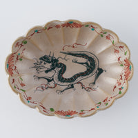 作家　大場紀穂子　龍の輪花楕円小鉢（赤土）