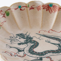 作家　大場紀穂子　龍の輪花楕円小鉢（赤土）