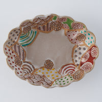 作家　大場紀穂子　サーカスの輪花楕円小鉢